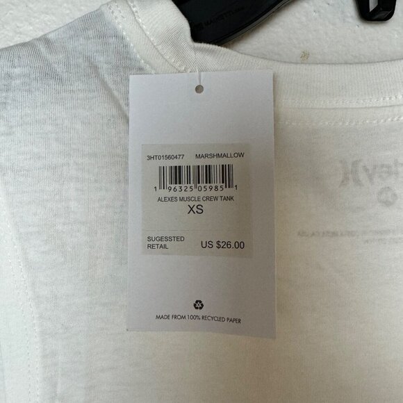 Hurley Alexes Muscle Crew Tank XS Marshmallow White 100% Cotton - Picture 3 of 6